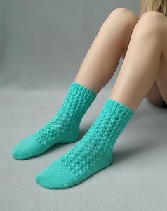 Handmade Turquoise Textured Knit Socks, Soft Women’s Wool Socks, Cozy Winter Cabin Socks, Unique Gift for Her, Size 37-39 EU - Etsy Canada