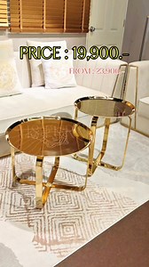 Luxury nesting coffee tables featuring a stainless steel frame and glass top. #hsfurniture #Luxury #diningtable #diningchair #Chandelier #sofa #Armchair #sidetable #coffeetable #console #bed #carpet #stool #Turkey #ถนนจันทร์ #สาทร #พระราม3 | HS Furniture เอช เอส เฟอร์นิเจอร์