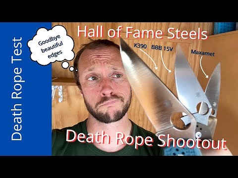 K390 Stretch vs 15V PM2 vs Maxamet Mule vs DEATH ROPE | Spyderco Knife Steel Test