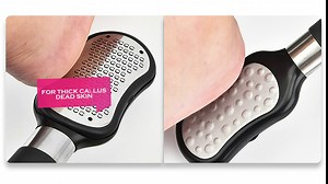 Foot Scrubber File Scraper with Catcher for Callus Corns Remover, Feet Heel Care Pedicure Tools, Professional Stainless Steel Grater to Remove Dead Hard Skin, Chap Crack Repair (DSCH)