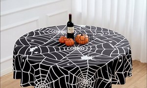 Halloween 52x70 Tablecloth Rectangular Black Spider Web Table Cloth - Oblong Polyester Cobweb Black Halloween Table Cover Washable Waterproof for Party Picnic Kitchen Indoor Outdoor Décor