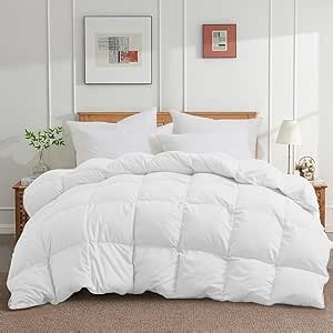 Joysoul King Size Down Comforter - All Season Ultra Soft Goose Down & Feather Fiber Fill, Luxury Hotel White Duvet Insert with Corner Tabs (104" X 88")