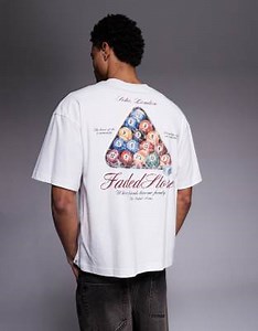 Faded Store pool table back print tee in white | ASOS