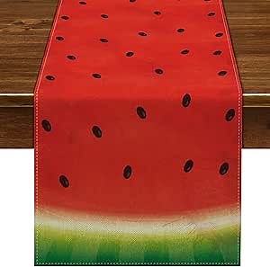 Nepnuser Watermelon Table Runner Summer Sweet Girl's First Birthday Party Supplies Kitchen Home Decor 108 Inches Long