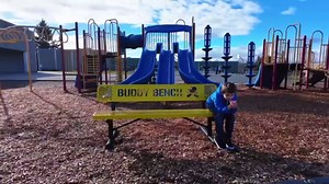 Heavy-Duty Buddy Bench, Fosters Friendships & Builds Community, Thermoplastic-Coated, Expanded Metal, Commercial-Grade Seating, Made in America (Surface with Back, 6Ft, Green)