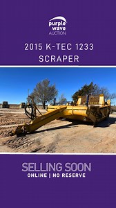 2015 K-Tec 1233 scraper. Selling on December 31 in the Construction Equipment Auction. https://bit.ly/49I6dcx #constructionauction #constructionequipment #construction #noreserveauction #purplewaveauction | Purple Wave Auction