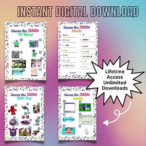 2000s Party Games Printable | 00's Party Game Bundle | Y2K Party Games | Adult Birthday Party Game | 21st Birthday Game | Girls Night Games - Etsy