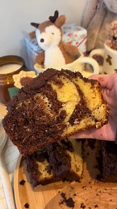 Chocolate Espresso Marble Loaf Cake with Coffee Crumble