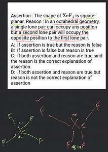 Assertion : The shape of XeF4​ is squareplanar. Reason : In an ... | Filo