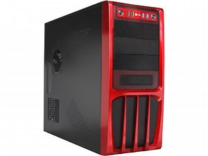 Rosewill - Black, Hot-Dipped Galvanized Steel ATX Mid Tower Computer Case with Red Front Panel and 500W Power Supply - R536-Red - Newegg.com