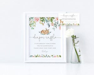 Deer Diaper Raffle Template, Woodland Animal Diaper Raffle, Editable Template, Girl Baby Shower Diaper Raffle, Printable Sign, Oh Deer - Etsy