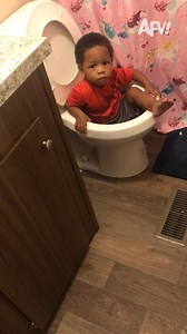 Ohhh, he went IN the potty 😅 #afv #fail #funnyvideos | America's Funniest Home Videos