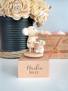 Wooden Elephants Musical Carousel | Personalized Custom Engraved Music Box | Baby Shower Gift, Children's Gift, Nursery Decor, Keepsake - Etsy Canada