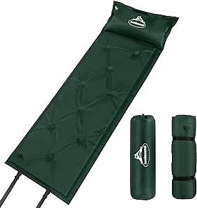 Self Inflating Sleeping Pad for Camping, Green, 23 in x 5.7 in, Lightweight