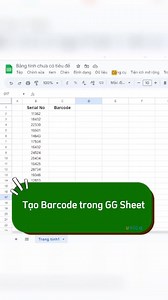 Tạo Barcode trong GG Sheet #googlesheet . Mua sách tặng ngay khóa học video hướng dẫn thực hành Bộ tài liệu làm việc, Sách word, excel, powerpoint giá 198k. Đặt tại đây nhé sếp ơi : https://daykemtinhocvungtau.com/sachtinhoc . Nguồn: tinhocunica | Tin học văn phòng vũng tàu