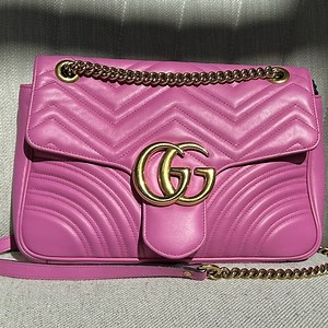 💯 *RARE* GUCCI GG Marmont Pink Large Leather Shoulder Bag w/ auth cert