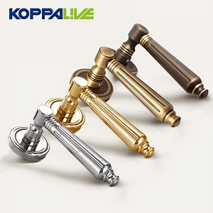[Hot Item] Koppalive Square Split Brushed Gold Interior Door Handle Lock Brass Golden Home Lever Door Lock for Wood Door Hardware
