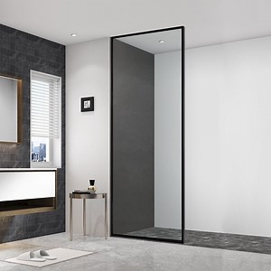 [Hot Item] New Style One Wall Walk in Black Rectangle Stainless Steel 304 Sliding Shower Cubicle