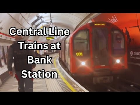 Central line 1992 stock trains at Bank station