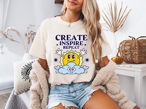Vintage T-shirt Design | Create Inspire Repeat | Retro Graphic Tee - Etsy Australia