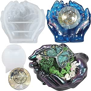 FUNSHOWCASE Large Cupped Hands and Sphere Ball Epoxy Resin Molds Silicone, Make Ashtray Planter Candle Trinket Tray Dish Bowl Lamp