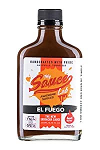 My Sauce Lab El Fuego - The Best Barbecue Flavorful Hot Sauce, Gluten Free, Vegan, Low Carb, with Chipotle Pepper, No Carbs All Natural Gourmet Hot Sauces For Tacos, Stews, Grill Meat 6.76oz