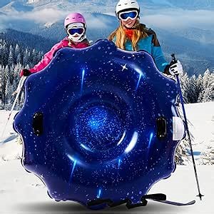 Snow Tube, 57" Extra Large Inflatable Snow Sled for Adults, Thickened Heavy Duty Sleds Snow with Handles, Winter Outdoor Skiing Fun for Boys Girls Family Activities