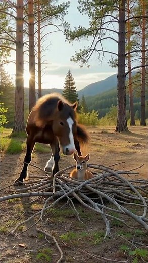 Wild Mustang Rescues Trapped Fawn From Coyotes! 🐎🦌🔥
