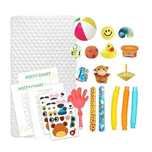 Amazon.com: Potty Training Toddler Mattress Pad - Rewards Toys Prizes for Toddlers Boys Girls, 22 Piece Potty Training Rewards Potty Pad Kit, Night Potty Training Bed Pad with Fun Incentives in a Box : Baby