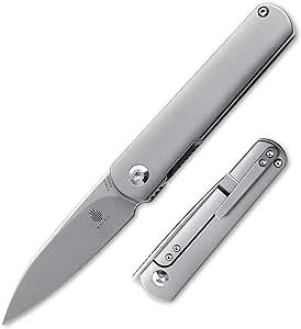 Kizer Cutlery Pocket Knife, S35VN Blade Titanium Handles Folding Knife, Front Flipper Drop Point Small EDC Knife, Pocket Knives for Men Women, Justin Lundquist Feist Ki3499