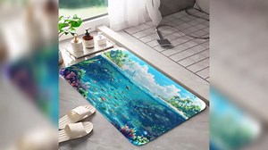 Oceans Fish 557 Low Pile Memory Foam Bath Mat - Absorbent Bathroom Rugs, Non Slip Soft Floor Mats for Shower Tub Sink, Fun Short Velvet Carpet, Machine Washable, Thin Design Fits Under Door - S