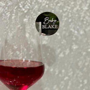 Baby Shower Cocktail Drink Tags | Stemless Drink Stirrers | Personalized Drink Tag | Custom Drink Tags for Glass Rims | Acrylic Toppers - Etsy