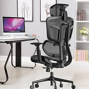 Ergonomic Office Chair - Adjustable Backrest & Lumbar Support, Large Mesh Computer Chair with Tilt & Lock Function