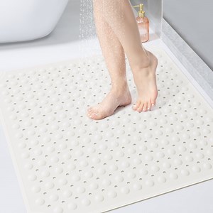 OTHWAY Square Shower Mat 32x32, TPE Non Slip Shower Mat, Inside Shower Mat with Drain Holes Suction Cups, Walk in Shower Mat for Shower Stall, Anti-Slip for Elderly Kids (White)