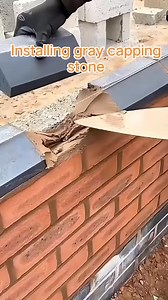 Installing grey capping stone #trending #viralvideoシ #constructionwork #fyp #short #skills | Remelyn Taan
