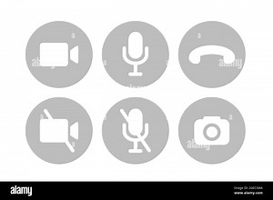 Virtual hangouts icons for conference call. On and off video, sound, camera and call icons isolated on white background. Flat vector illustration Stock Vector Image & Art - Alamy
