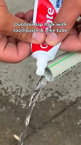 Outdoor tap hack with toothpaste _ bike tube _toothpaste _outdoors _biketube _hacks #viralreel #trendingreel #amazingreel | Beamish