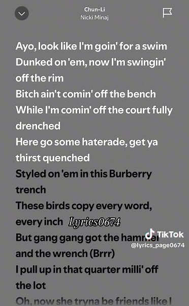 Unveiling Chun-Li Lyrics by Nicki Minaj