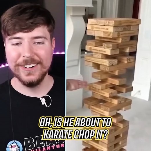 Jenga master! #reels #jenga #viral #mrbeast #reactions #funny | Beast Reacts Videos