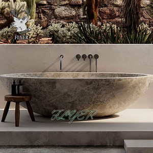 [Hot Item] Promotional Oval Marble Free Standing Bathtub with CE