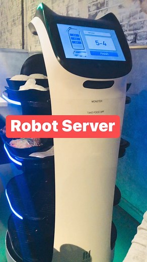 The Korean BBQ restaurant has a Robot server ♥️ #koreanfood #robotserver #followers | Violet Black