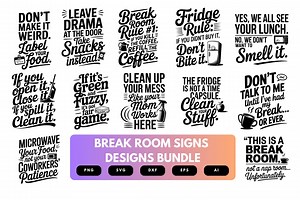 Break Room Signs SVG Bundle | Office Humor , Workplace Decor Cut Files for Cricut & Sublimation - Etsy