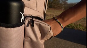 Dynamic Discs Combat Sniper Disc Golf Backpack | 16 Disc Main Storage Compartment | Two Side Pockets for Extra Storage | Oversized Feet and Padded Back for Added Comfort and Stability (Atomic Red)