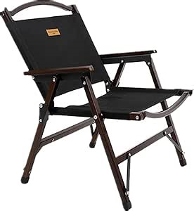 UNISTRENGH Wooden Folding Camping Chair Portable Beech Wood Outdoor Backrest Chair for Road Trip, Fishing, Beach, Patio and Backyard (Black/Walnut Color)