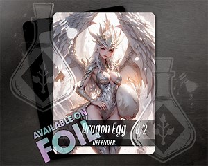 Dragon Egg With Defender TOKEN 0/2 - Gorgeous Full Custom Art - Anime Waifu - Ethereal Beauty Protects the Slumbering Egg - Etsy