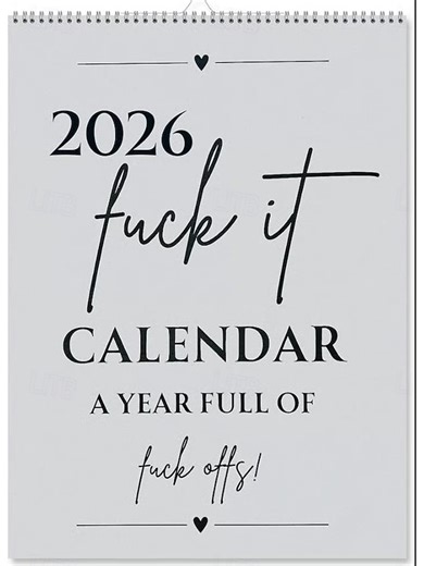 F*ck It 2026 Spiral Bound Wall Calender Funny Bold Font Hand Drawn Graffiti Style Monthly Planner Hanging Calendar Home Office Decorative Humorous Schedule Organizer 2025