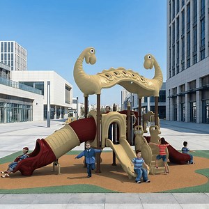 [Hot Item] Animal Series Double-Headed Dinosaur Roof Small Slide and Ladder Combination Playground