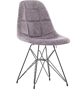 Porthos Home Mid-Century Modern Faux Leather Upholstered Dining Chair with Eiffel Metal Legs, Easy Assembly