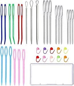35pcs Yarn Needle Tapestry Needles,Darning Needle Yarn Needles,Big Eye Blunt Knitting Needles with Stitch Markers for Knitting Crocheting
