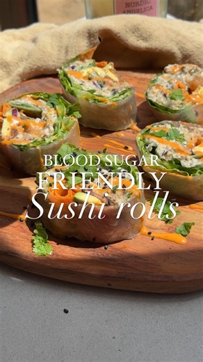 Ad. I’ve been using @veri to track my glucose response and improve my metabolic health for 5 months! I’m on my 6th sensor and I have learned so much about my metabolic health. If you want to try Veri make sure you use my discount code: VSM-EATMOREPLANTS Tunacado rice paper sushi rolls Ingredients (2 servings) Chickpea mixture: 1 nori sheet 1 can chickpeas 4 tbsp mayo 4-8 tbsp almond milk 0.5 red onion 0,5 lemon, juiced Salt to taste The rest: 8 brown rice paper sheets 6 lettuce leaves 1 avocado 